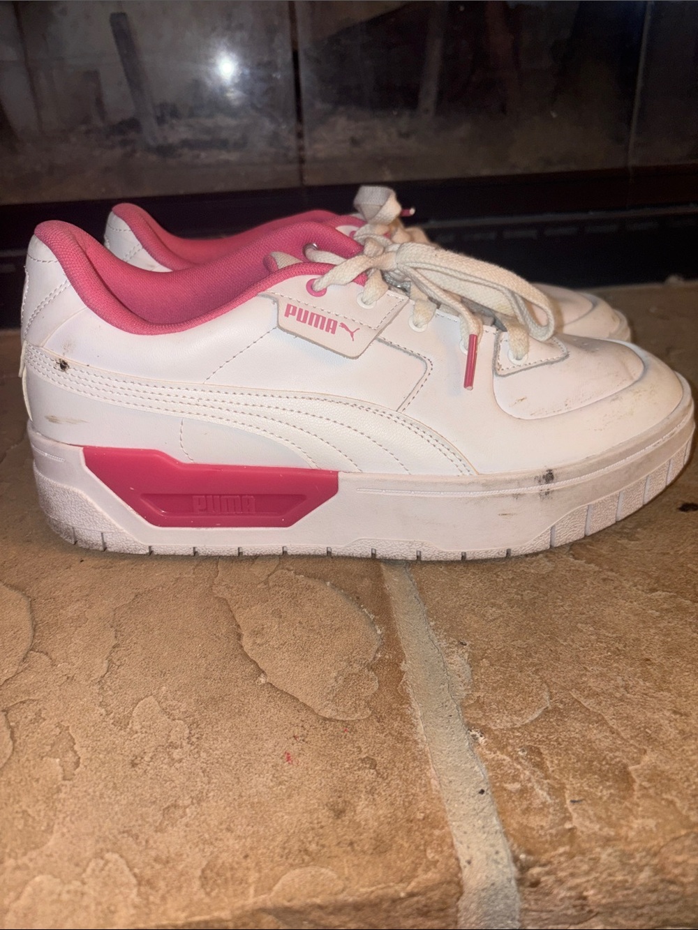 PUMA White Sneakers with Pink Accents - Women's Casual Trainers